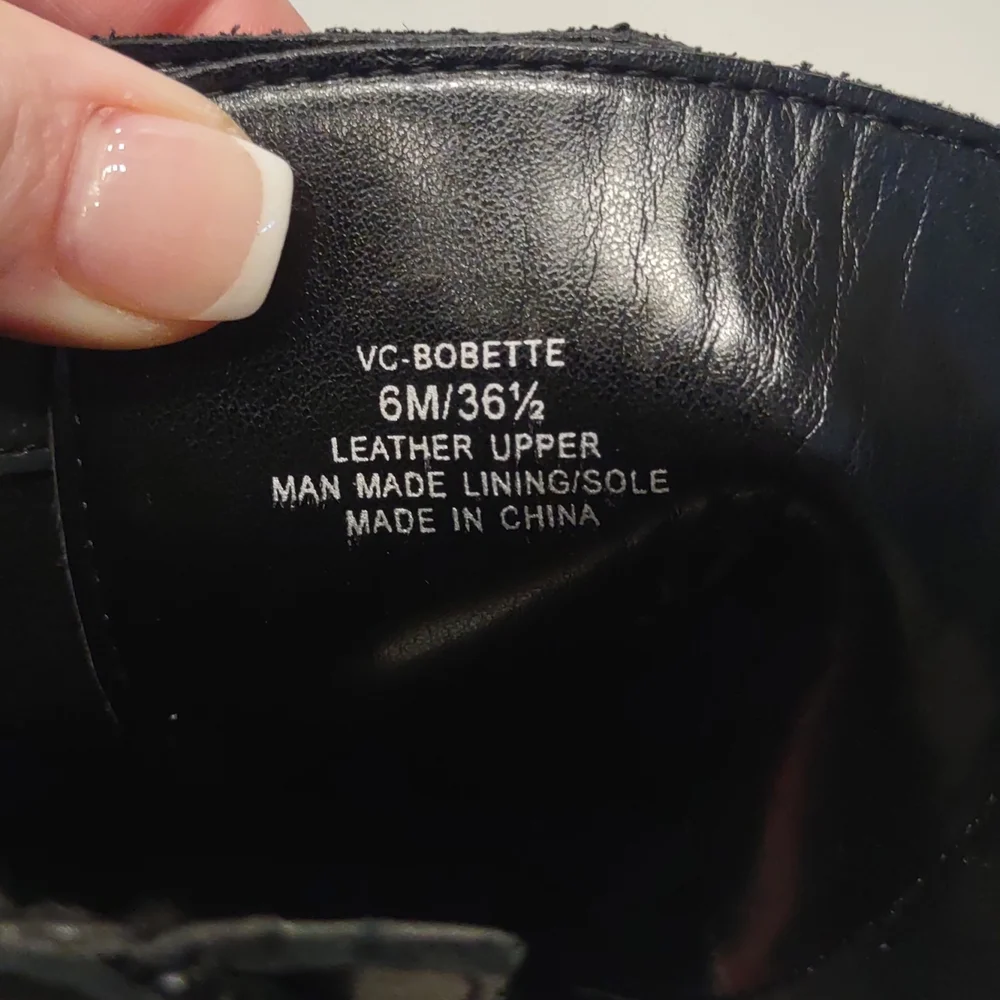 Vince Camuto black Leather studded buckle biker hiking boots Bobette Women's 6 - Picture 6 of 10